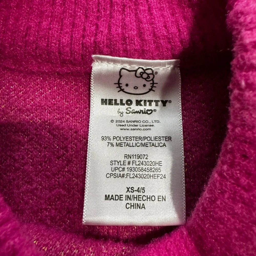 Hello Kitty Pink Metallic Lurex Holiday Sweater Size XS(4-5)